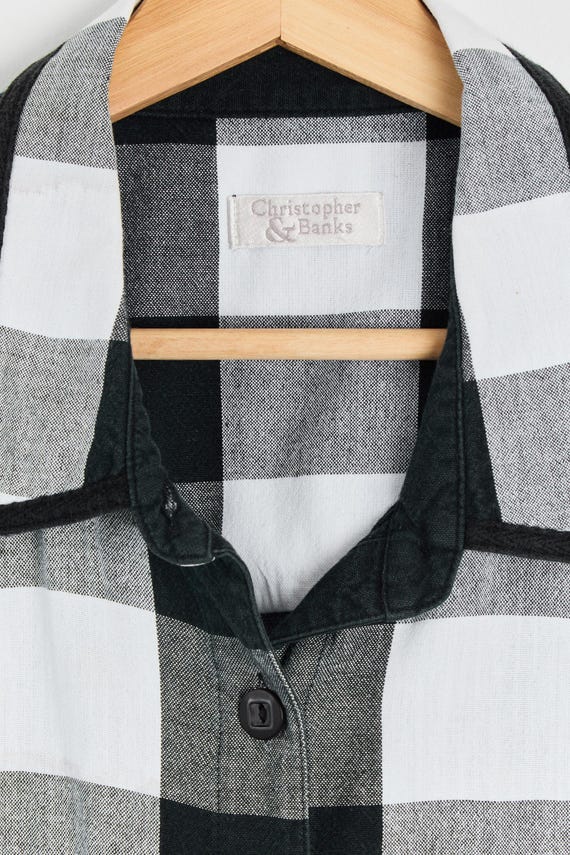 00s B&W Check Button Down Top XL - image 7