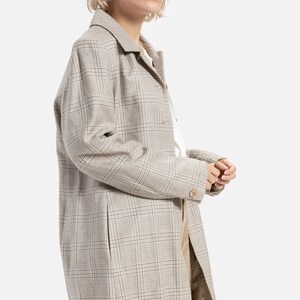 90s Grey Plaid Wool Coat L image 5