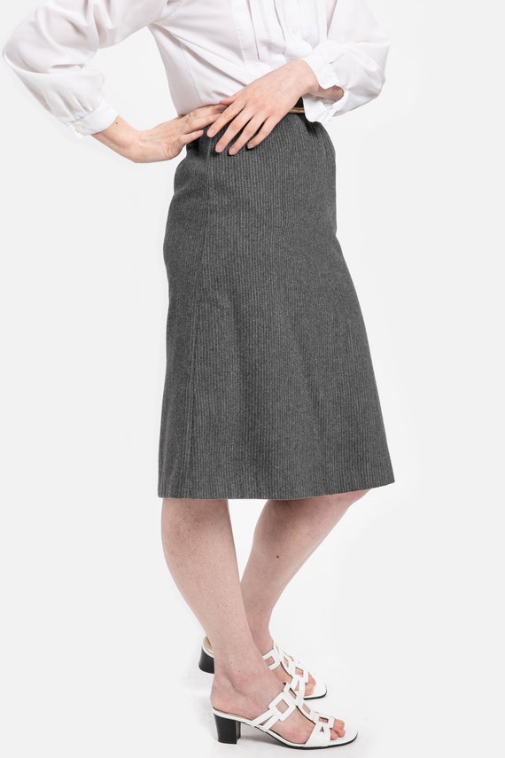 70s Charcoal Wool Pin Stripe Skirt XS - image 6