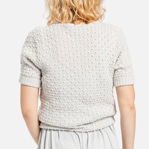 70s Pale Grey Popcorn Sweater XS image 2