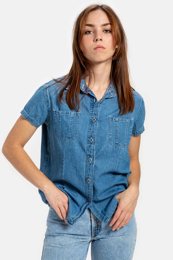 90s Chambray T-Shirt L - image 3