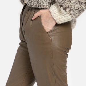 80s Taupe Leather Trousers XS image 10