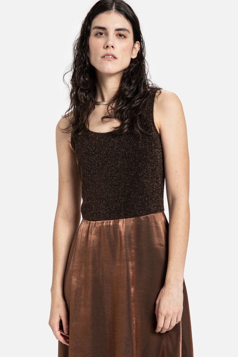 90s Copper Metallic Dress S image 2