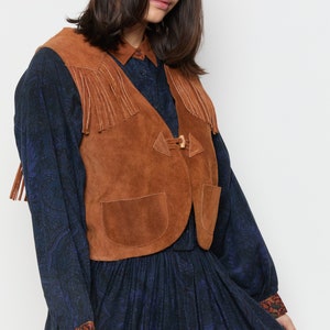 70s Whiskey Suede Fringe Vest M image 4