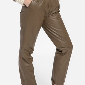 80s Taupe Leather Trousers XS image 9