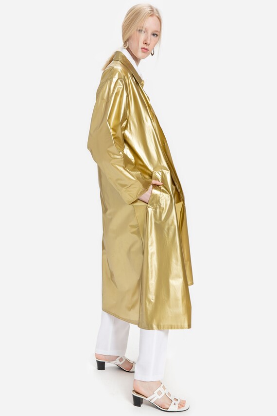 80s Gold Vinyl PVC Rain Coat S-L