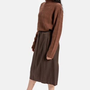 90s Brown Herringbone Pencil Skirt S image 3