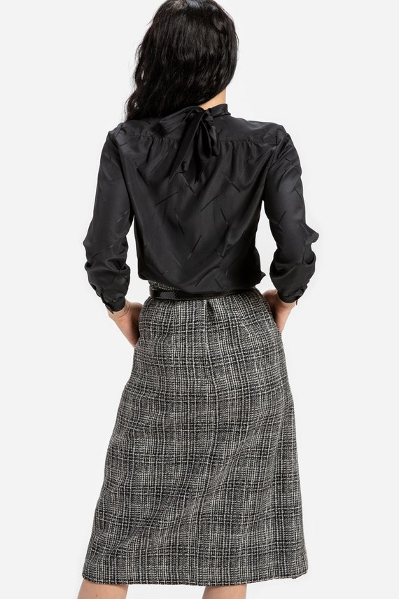 80s B&W Plaid Skirt S - image 6