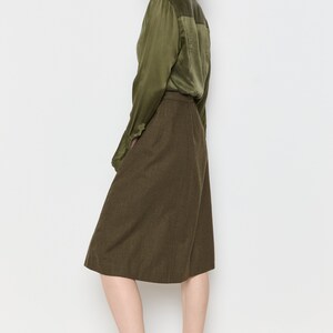 70s Olive Wool A-Line Skirt S image 3