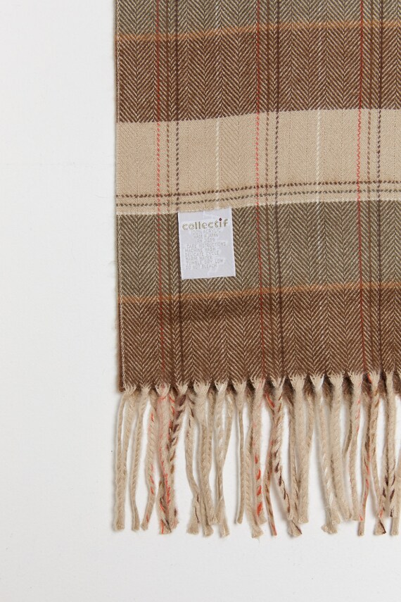 70s Brown Plaid Winter Scarf - image 6