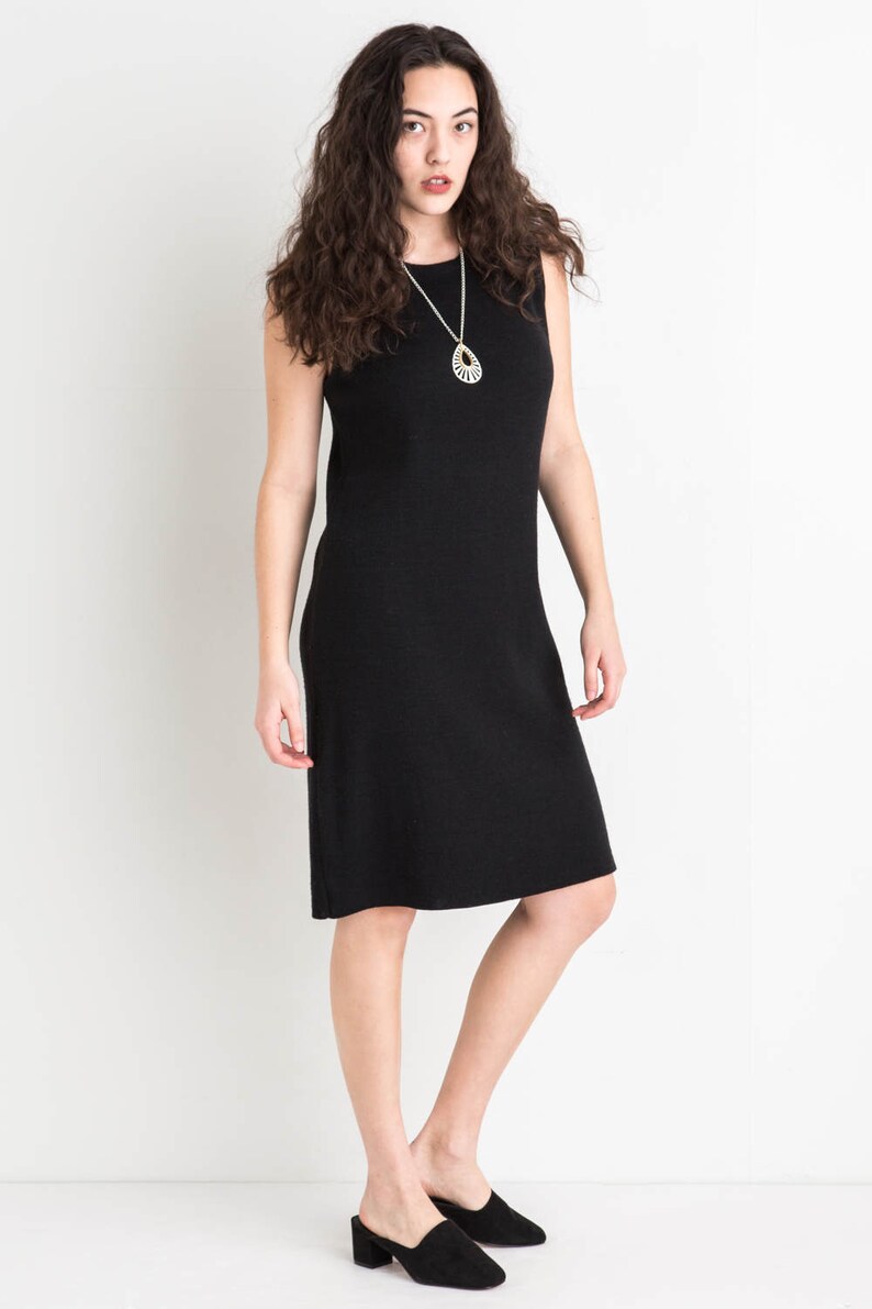 black knit tank dress