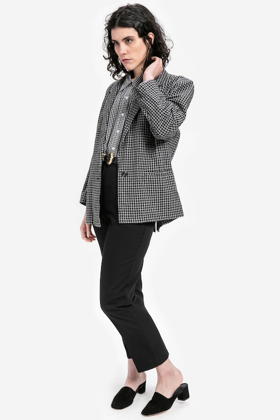 80s B&W Oversized Plaid Blazer XL