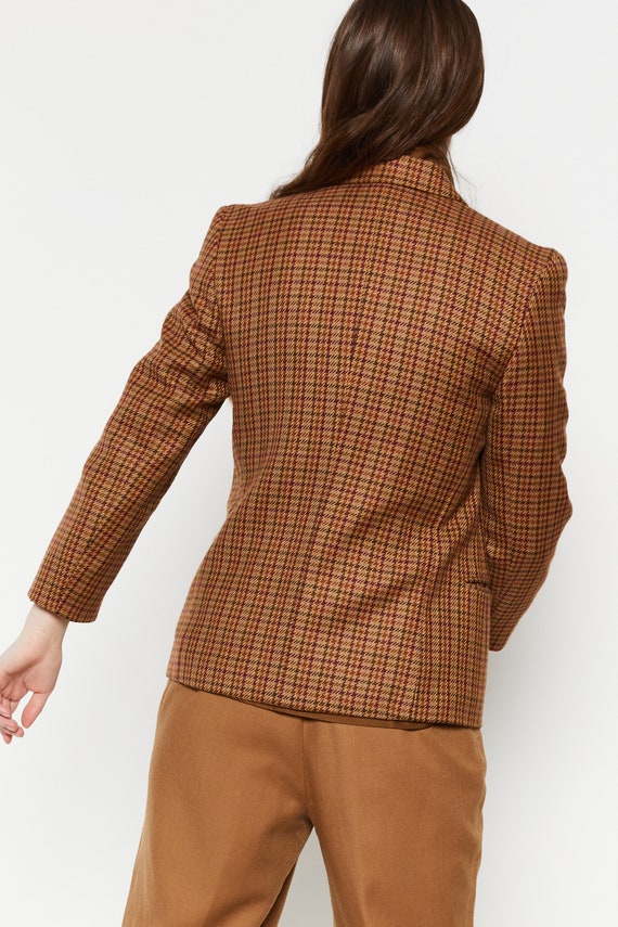 70s Tan Houndstooth Wool Blazer M - image 6