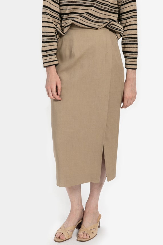 70s Tan Woven Skirt S - image 2