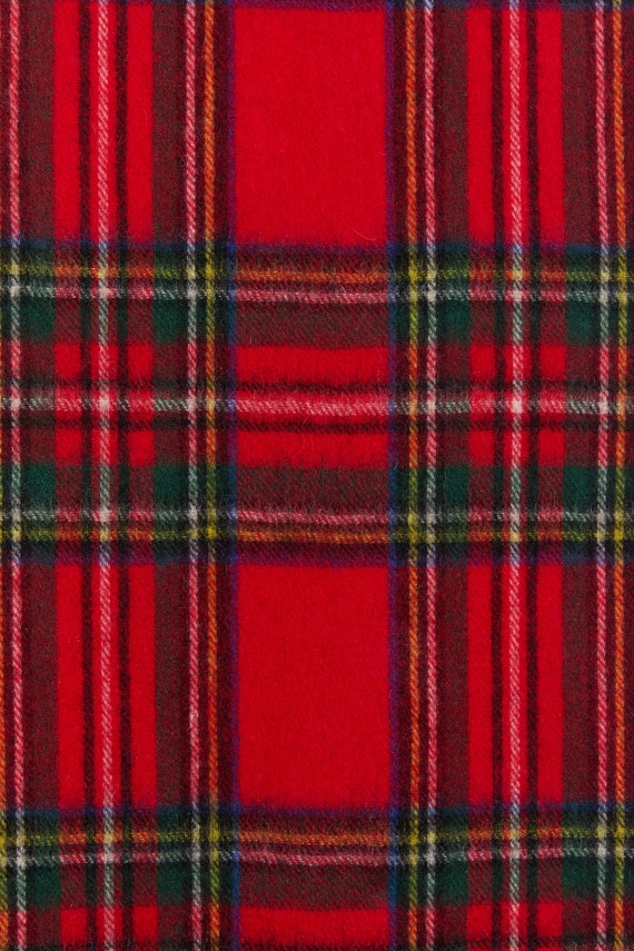 70s Red Plaid Wool Scarf - image 3