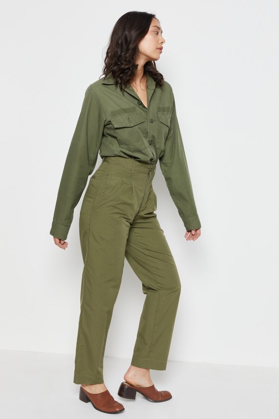 80s Army Green Pleated Trousers M - image 8