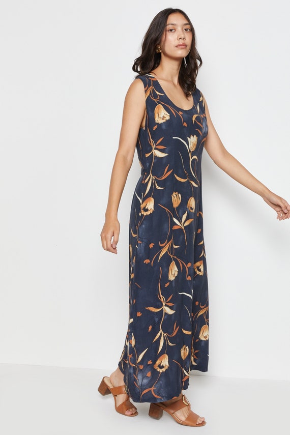 90s Midnight Tulip Tie Back Maxi M