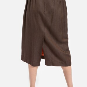 90s Brown Herringbone Pencil Skirt S image 5