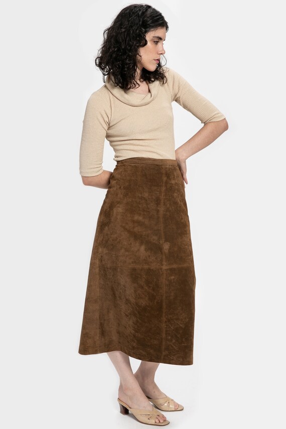 70s Brown Suede Skirt S