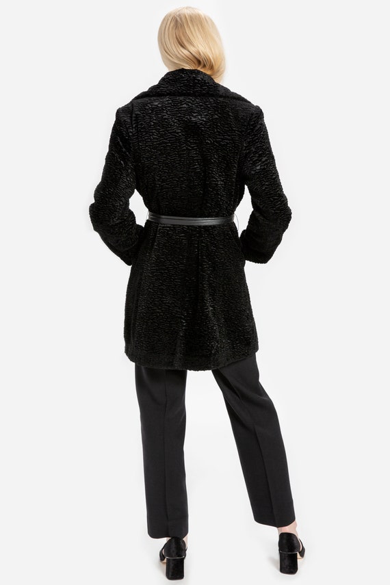 90s Black Textured Wrap Coat M - image 6