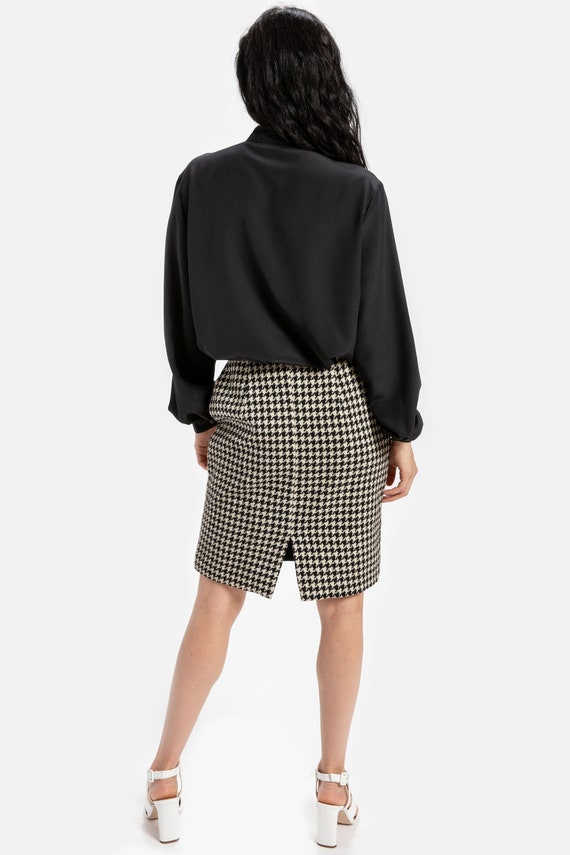 80s B&W Houndstooth Skirt S - image 7