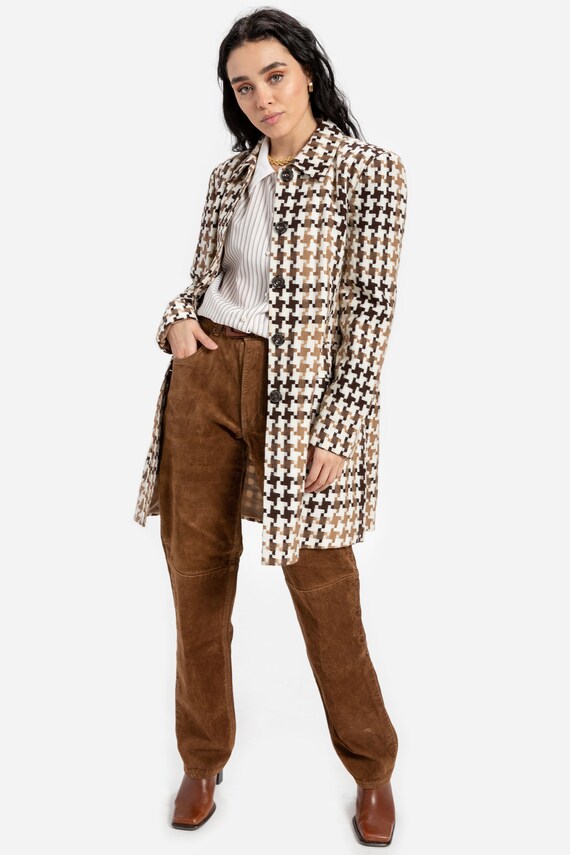 90s Brown Houndstooth Jacket M