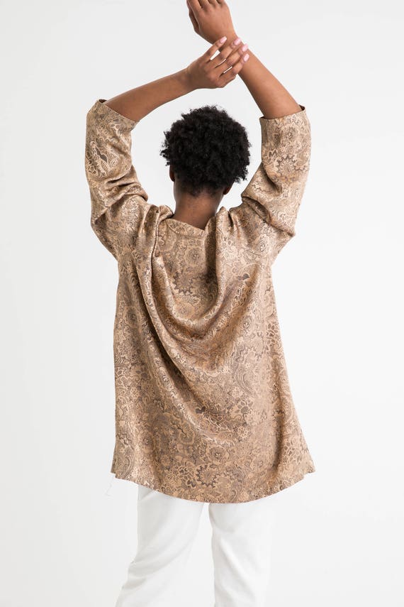 80s Gold Oversized Embroidered Top XL