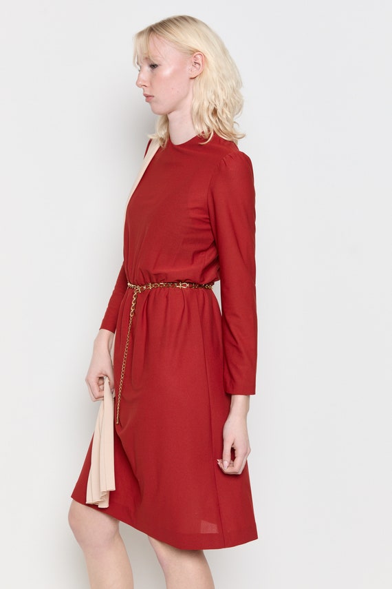 70s Scarlet Drape Asymmetrical Dress S/M - image 5