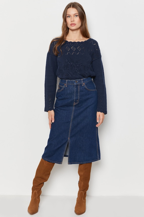 90s Dark Wash Denim Skirt S - image 1