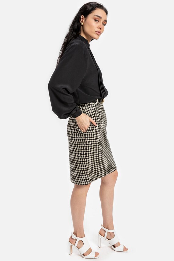 80s B&W Houndstooth Skirt S - image 9