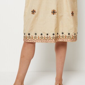70s Parchment Embroidered Mirror Dress M image 10