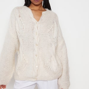 80s Snow Fuzzy Cozy Wool Cardigan XL image 2