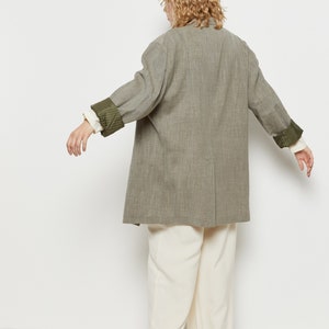 80s Khaki Linen Menswear Blazer XL image 9