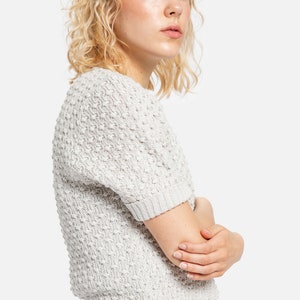 70s Pale Grey Popcorn Sweater XS image 9