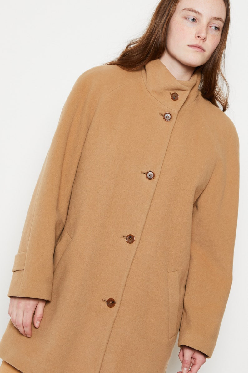 80s Camel Wool Funnel Coat M/L image 4