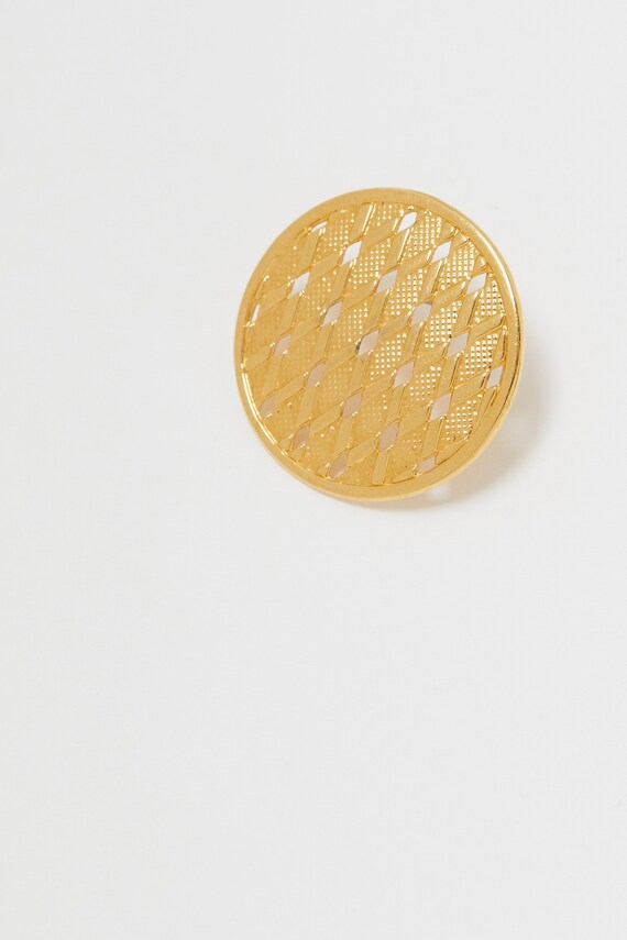 90s Gold Circle Open Weave Earrings - image 2