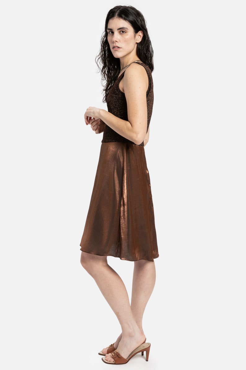 90s Copper Metallic Dress S image 3