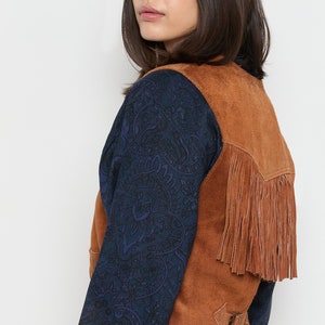 70s Whiskey Suede Fringe Vest M image 9