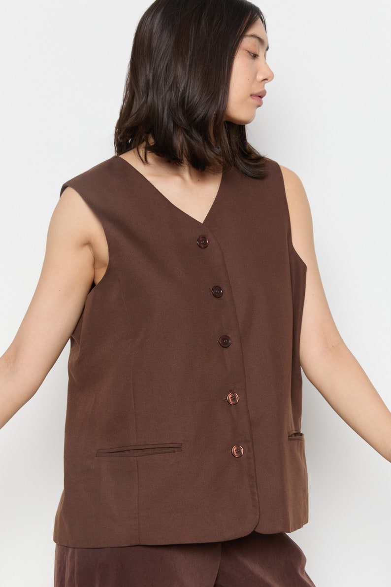 90s Chocolate Minimal Vest XL image 9