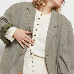 80s Khaki Linen Menswear Blazer XL image 3