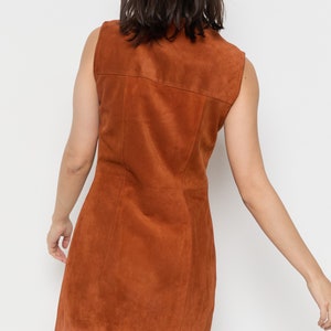 70s Rust Suede Jumper Dress M image 6