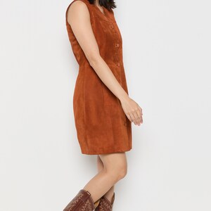 70s Rust Suede Jumper Dress M image 9