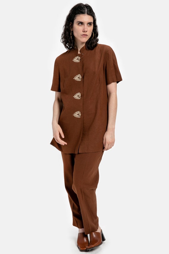 70s Cocoa Linen Set L