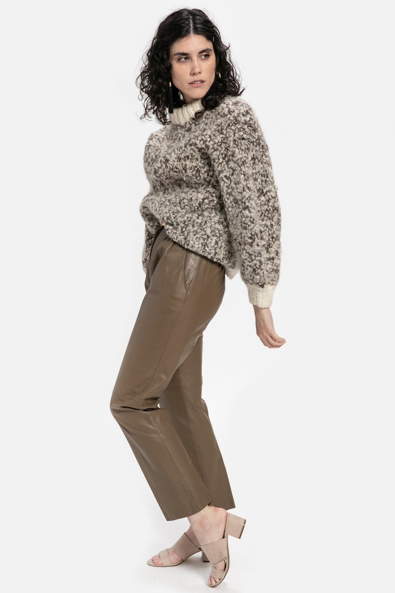 80s Taupe Leather Trousers XS image 5