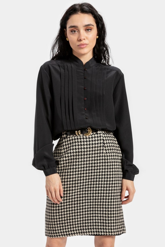 80s B&W Houndstooth Skirt S - image 2