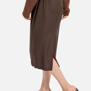 90s Brown Herringbone Pencil Skirt S image 2