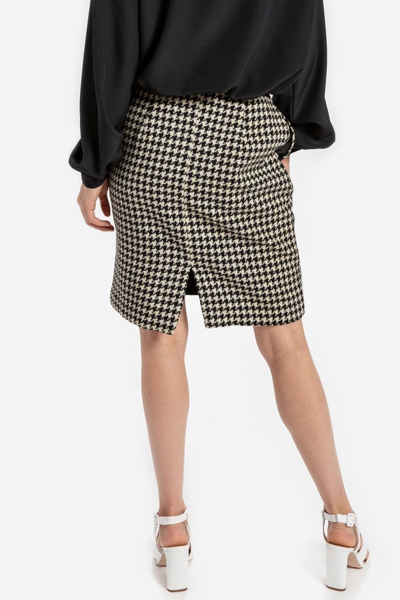 80s B&W Houndstooth Skirt S - image 8