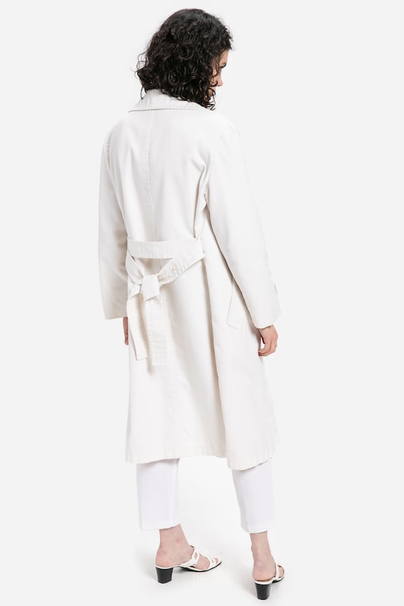 80s White Trench Coat XL