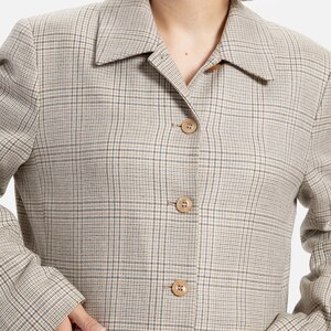 90s Grey Plaid Wool Coat L image 3