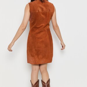 70s Rust Suede Jumper Dress M image 7